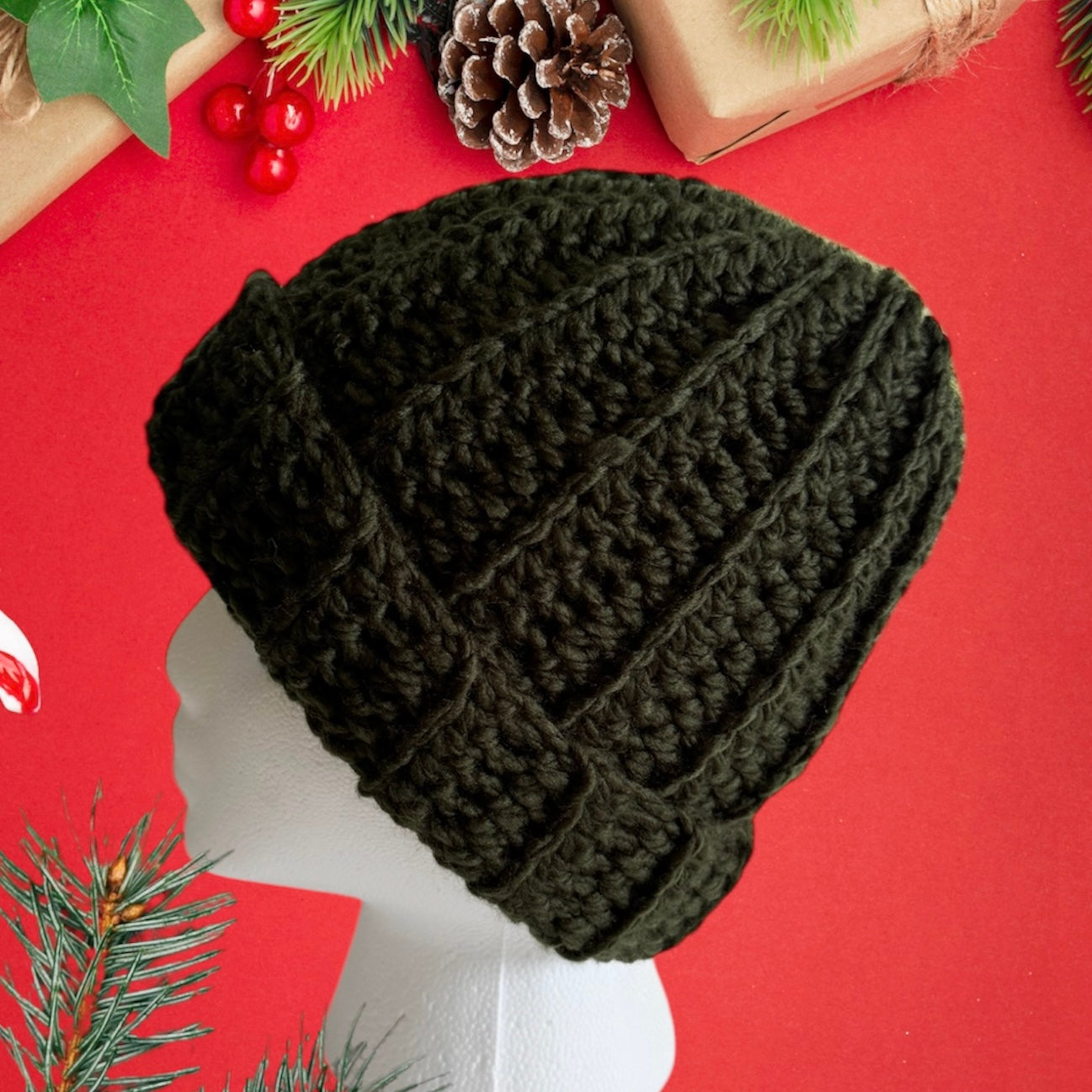 Crochet Beanie Hat (Forest)