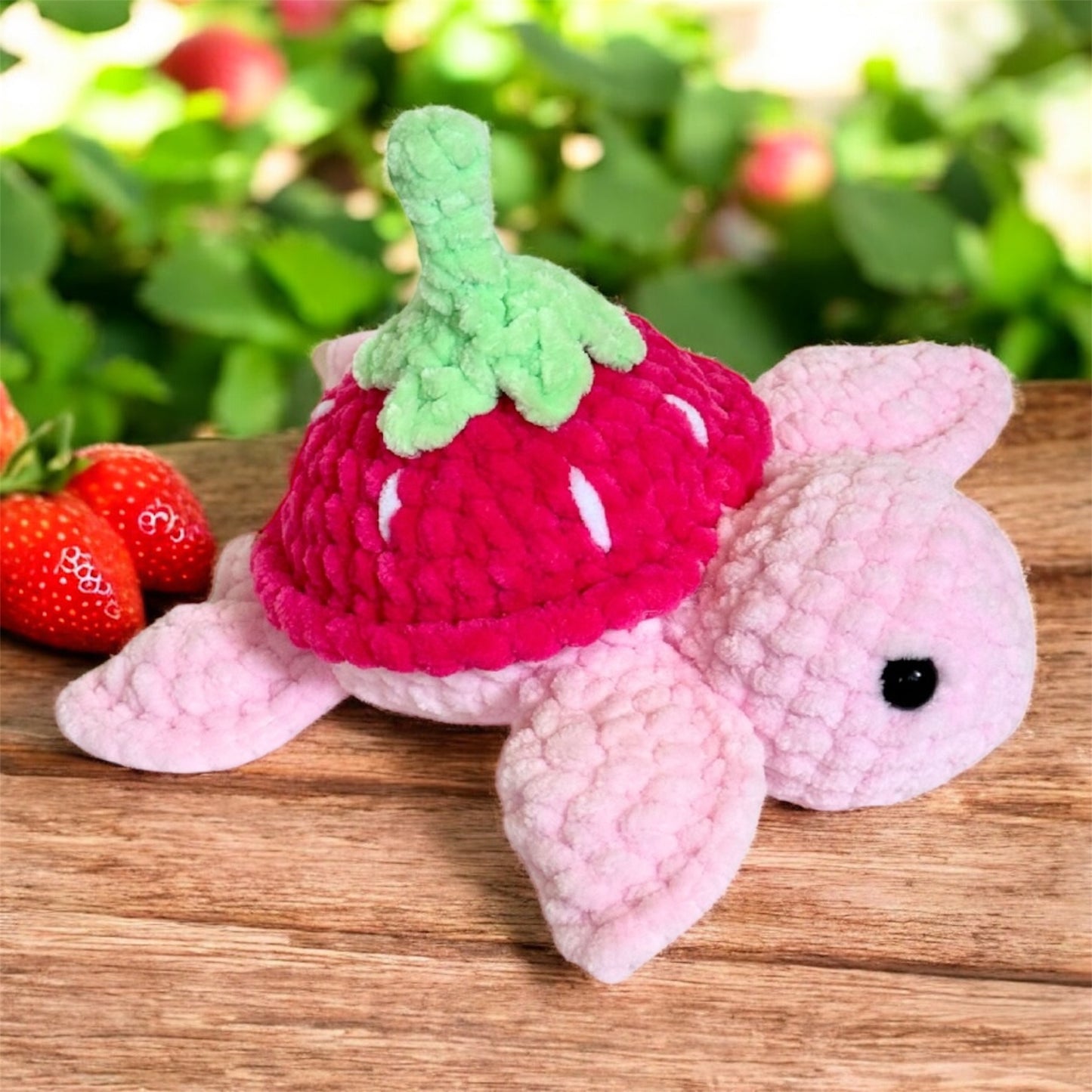 Pink Strawberry Turtle Plushie