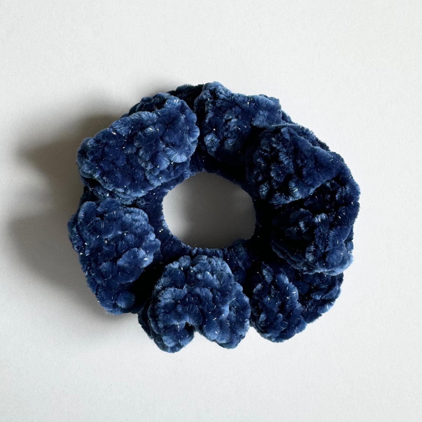 Regal Blue Velvet Sparkle Scrunchie 1 Piece
