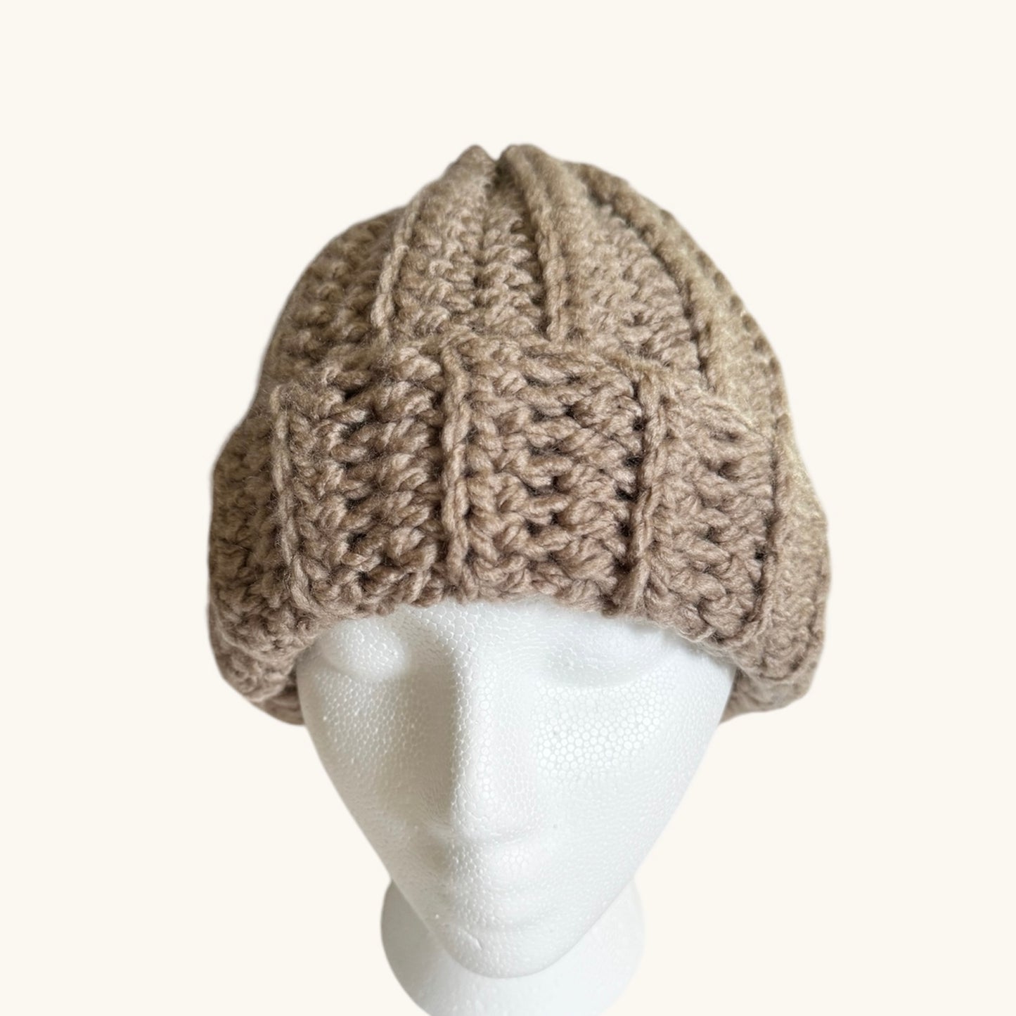 Crochet Beanie Hat (Taupe)