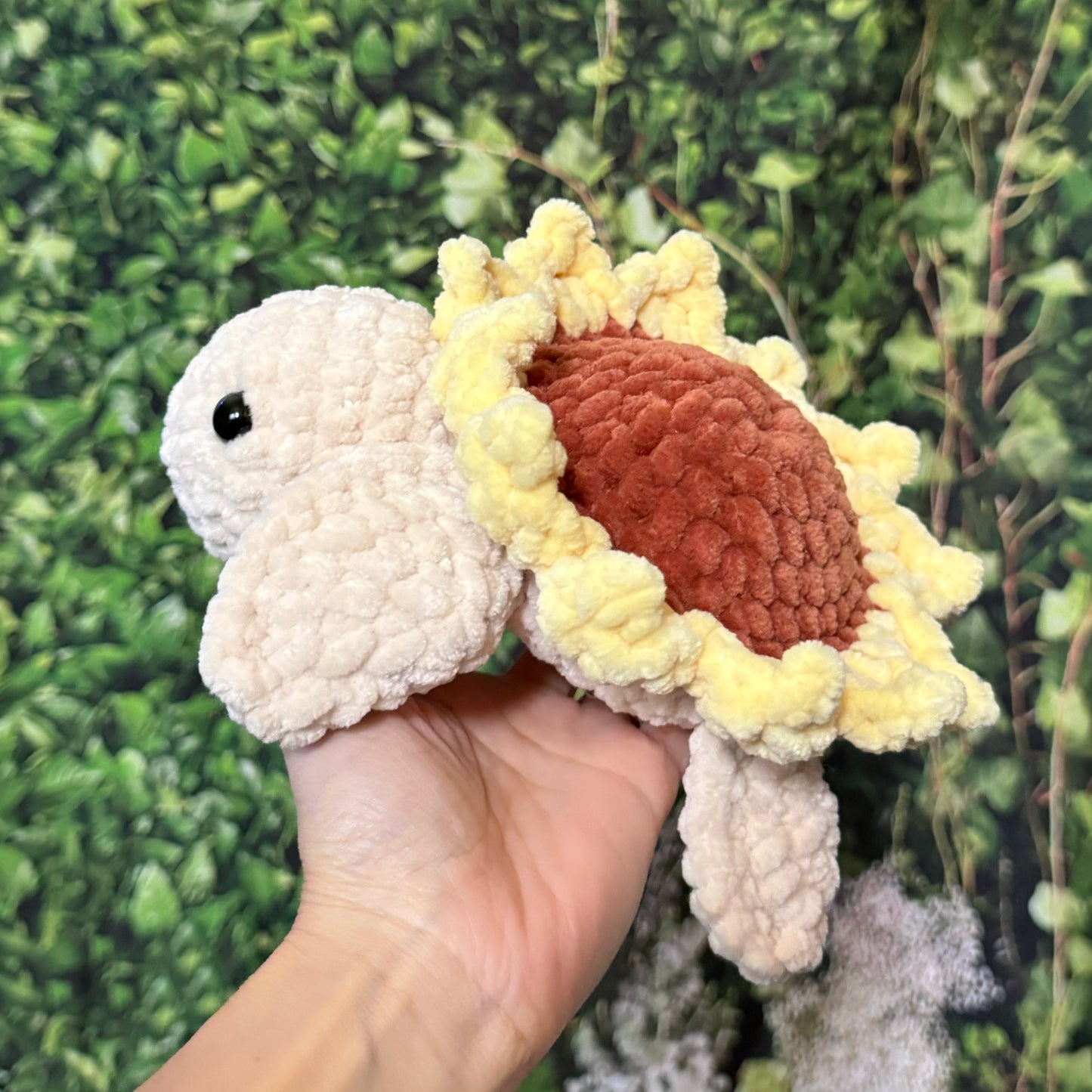 Beige Sunflower Turtle Plushie