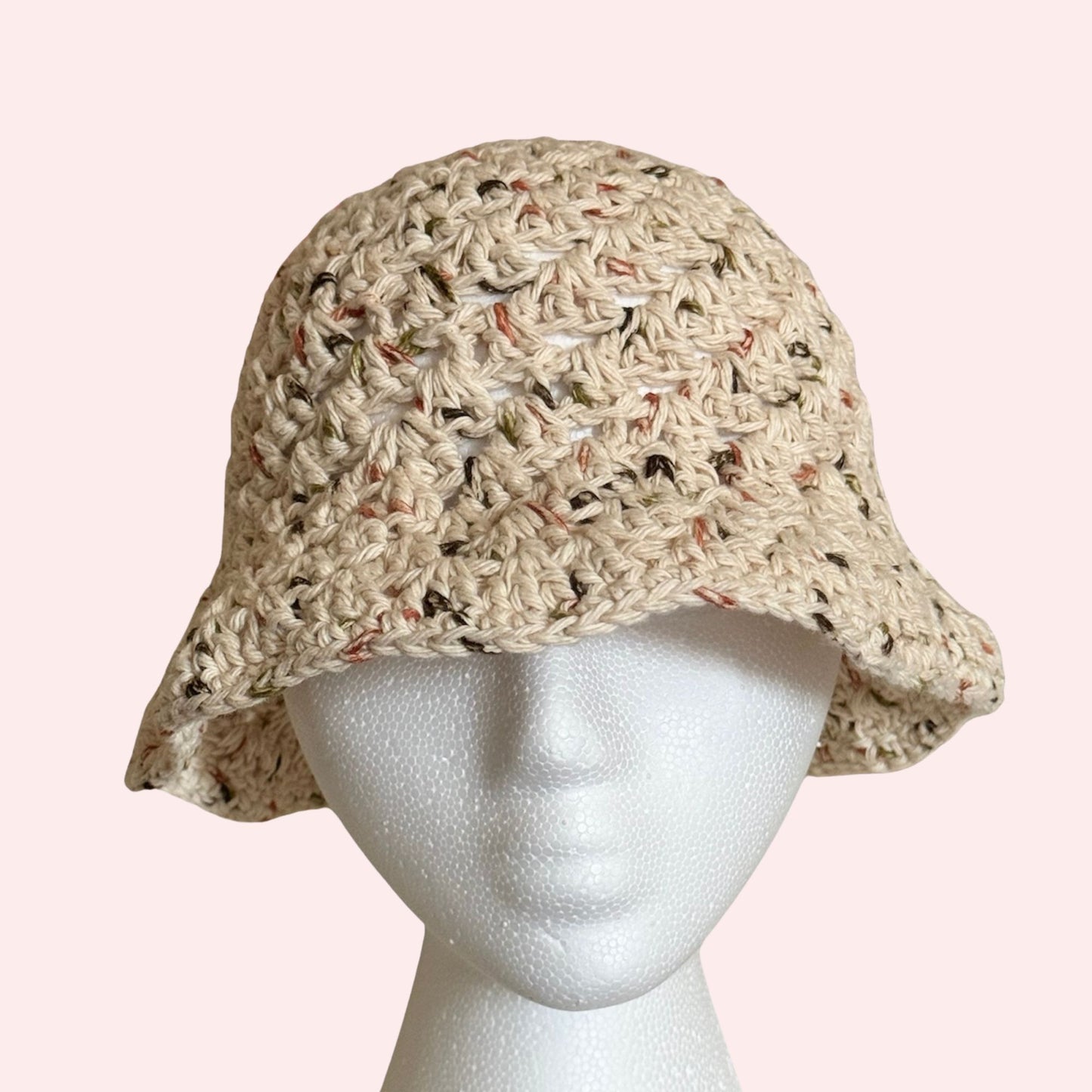 Beige Cotton Bucket Hat