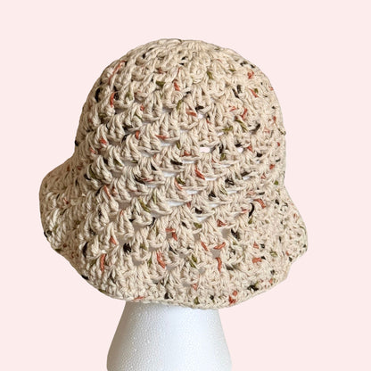 Beige Cotton Bucket Hat