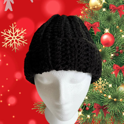 Crochet Beanie Hat (Black)