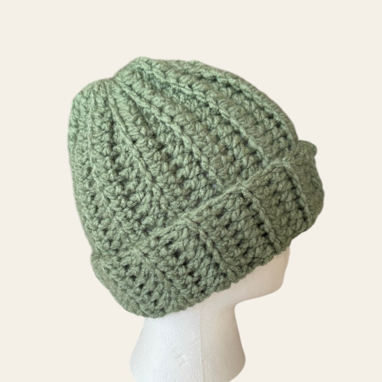 Crochet Beanie Hat (Sage)