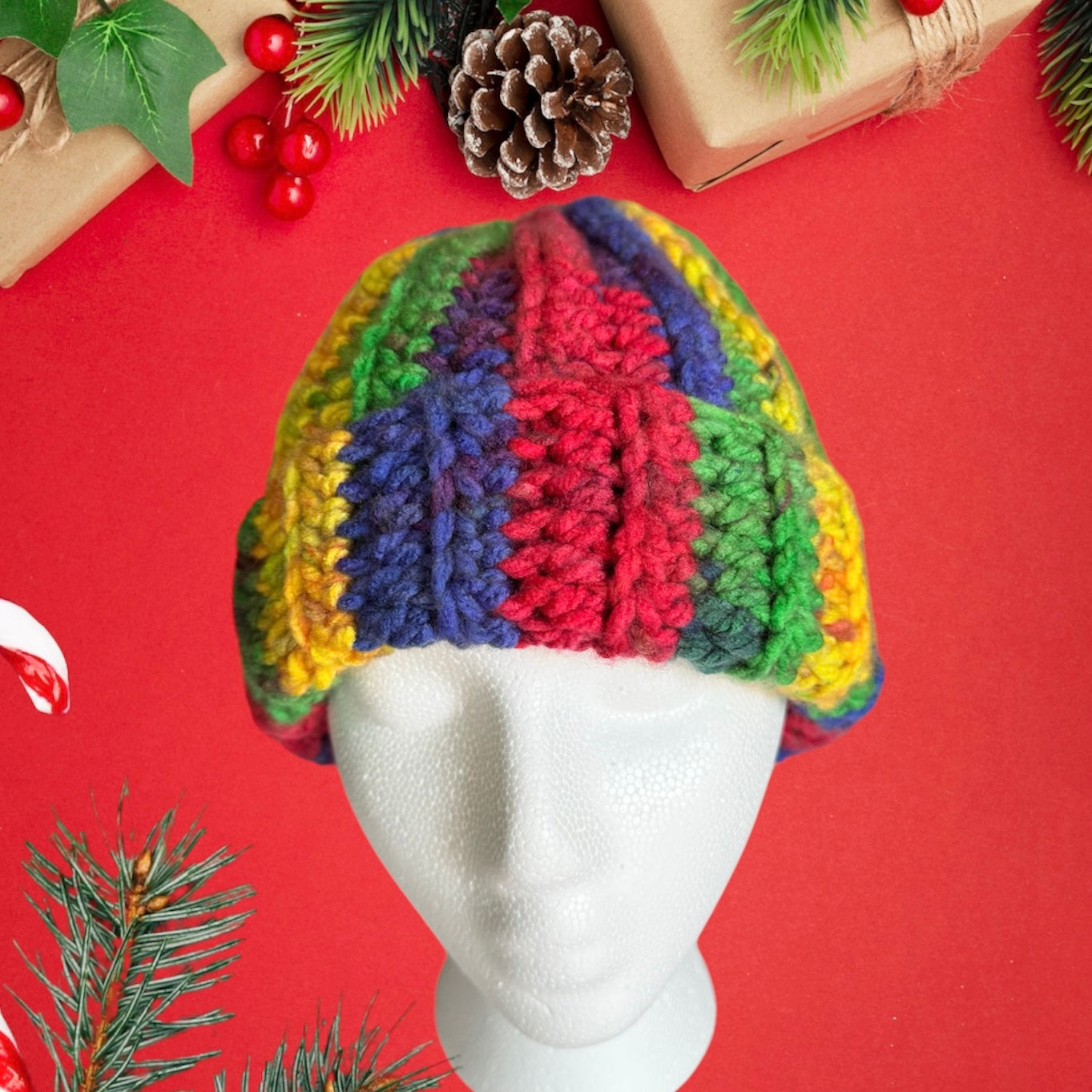 Crochet Beanie Hat (Primary Multi)