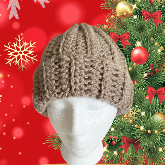 Crochet Beanie Hat (Taupe)