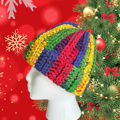 Crochet Beanie Hat (Primary Multi)