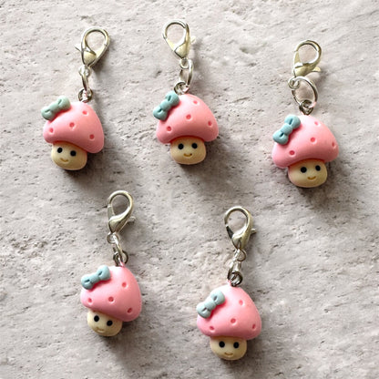 Handmade Mushroom Clay Stitch Marker/Progress Tracker