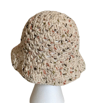 Beige Cotton Bucket Hat