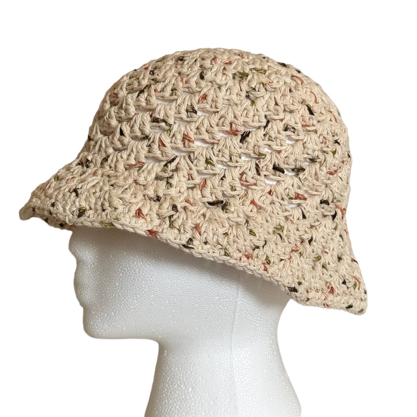 Beige Cotton Bucket Hat