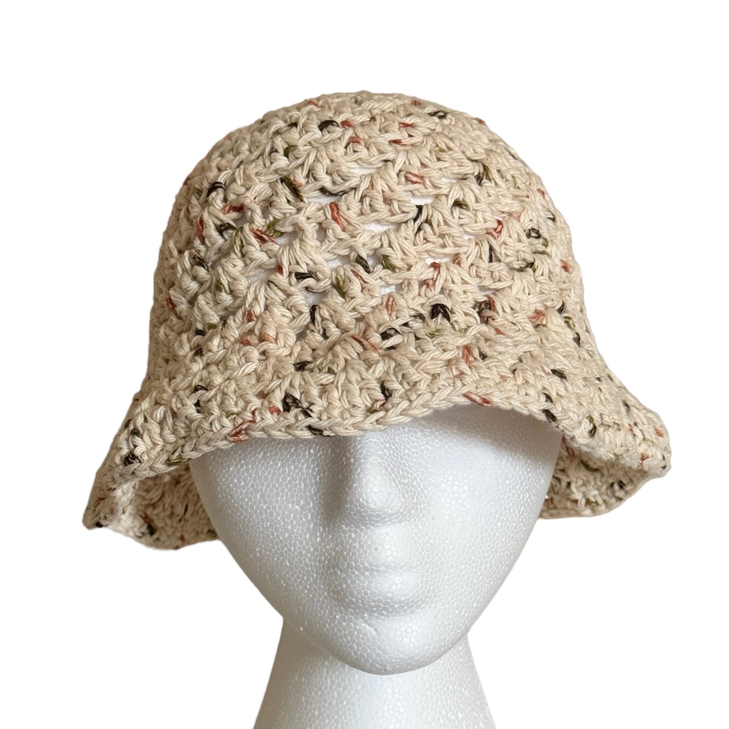 Beige Cotton Bucket Hat