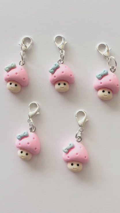 Handmade Mushroom Clay Stitch Marker/Progress Tracker